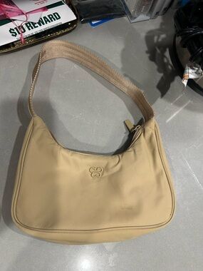 Aritzia Beige Shoulder Bag with Subtle Logo - Women Bags